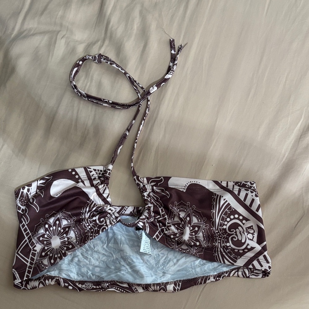 Shein Brown and White Patterned Halter Top